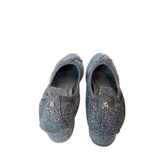 Yosi Samra Glitter Block Heel Metallic Shoes Size 10 Black - Picture 10 of 10